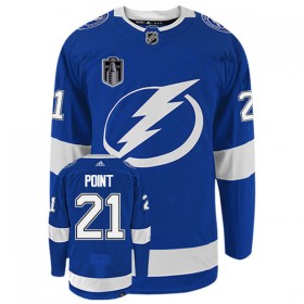 Tampa Bay Lightning tröja Brayden Point 21 Adidas Stanley Cup 2022 Blå Authentic - NHL Tröjor Herr